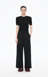 Pants / JNBY Wool Jacquard Cuffed Wide-Leg Pants