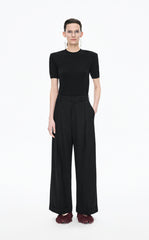 Pants / JNBY Wool Jacquard Cuffed Wide-Leg Pants