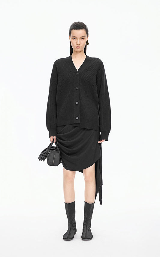 Sweater / JNBY Wool-Silk Longline Open Cardigan