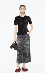 Skirt / JNBY A-Line Oriental Flocked Pattern Midi skirt