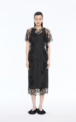 Skirt / JNBY Plum Blossom Lace Midi Skirt