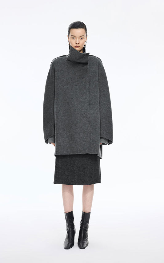 Coat / JNBY Convertible Collar Oversized Wool Blend Coat
