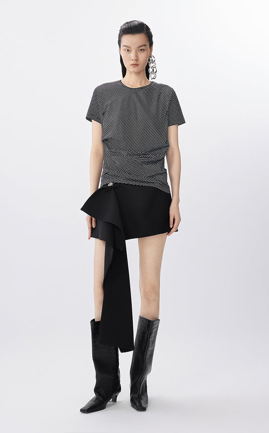 T-Shirt / JNBY Cotton Tee with Floral-Like Ruching