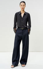 Shirt / LESS Floral Lace Silk Twill Long-Sleeve Shirt