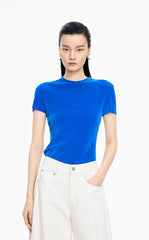 T-Shirt / JNBY Slim Fit Mesh Velvet Short Sleeve Tee