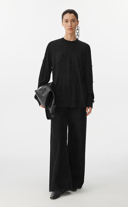 Sweater / JNBY 3D Floral Loose Knit Sweater