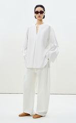 Shirt / LESS Loose Cotton Tie-Sleeve Top