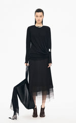 Skirt / JNBY Eco-Friendly A-Line Acetate Mesh Midi Skirt