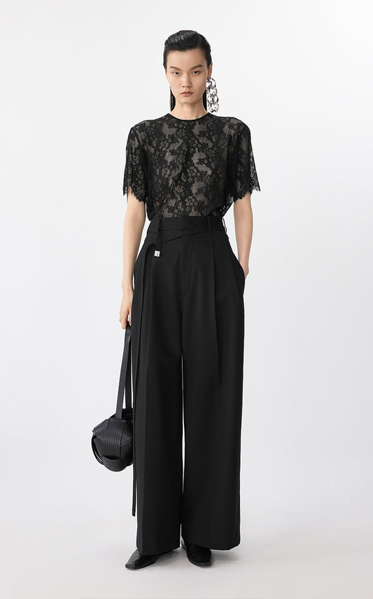 T-Shirt / JNBY Sheer Lace Loose Fit Tee