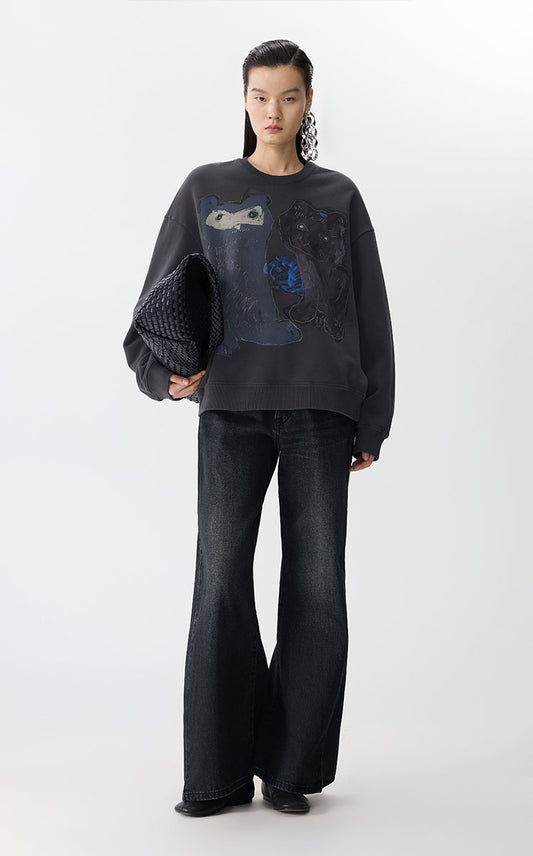 Pants / JNBY Flared Edge Denim Trousers