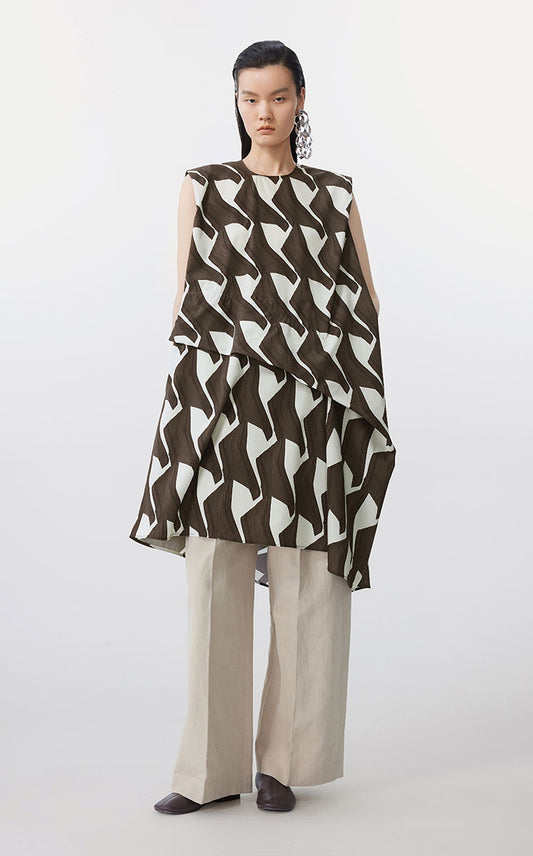 Dress / JNBY Geometric Print Sleeveless Dress