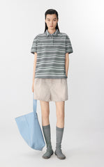 T-Shirt / JNBY Striped Cotton Relaxed Polo Tee