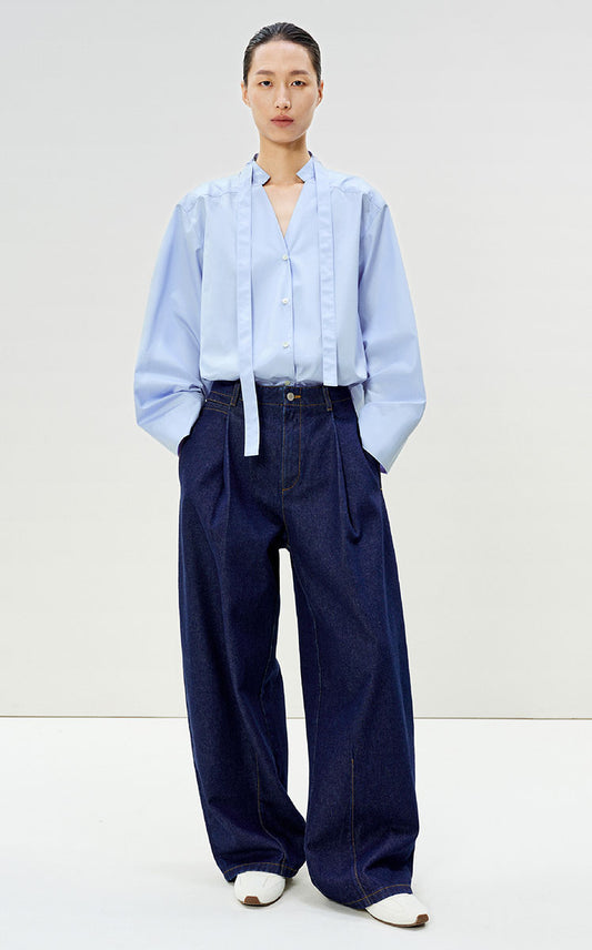 Shirt / LESS Supima Cotton V-Neck Long-Sleeve Shirt