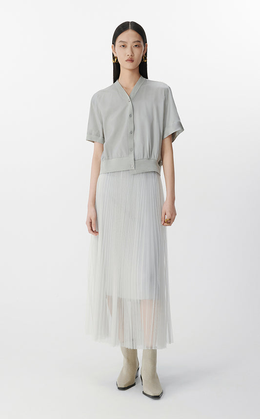 Shirt / JNBY Asymmetric Silk Panel Shirt