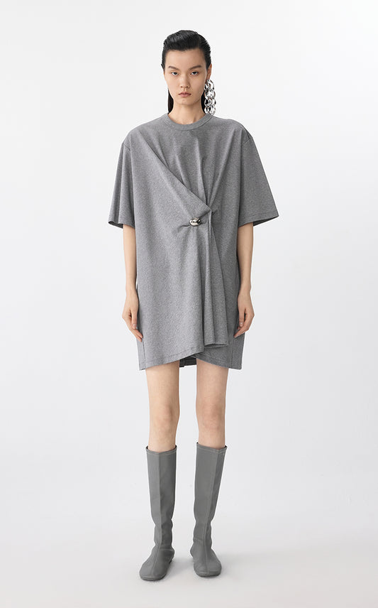 Dress / JNBY Asymmetric Cotton Short Sleeve Dress