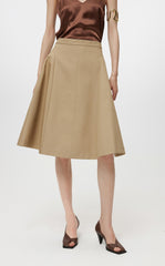 Skirt / JNBY Solid Midi A-Line Skirt (100% Cotton)