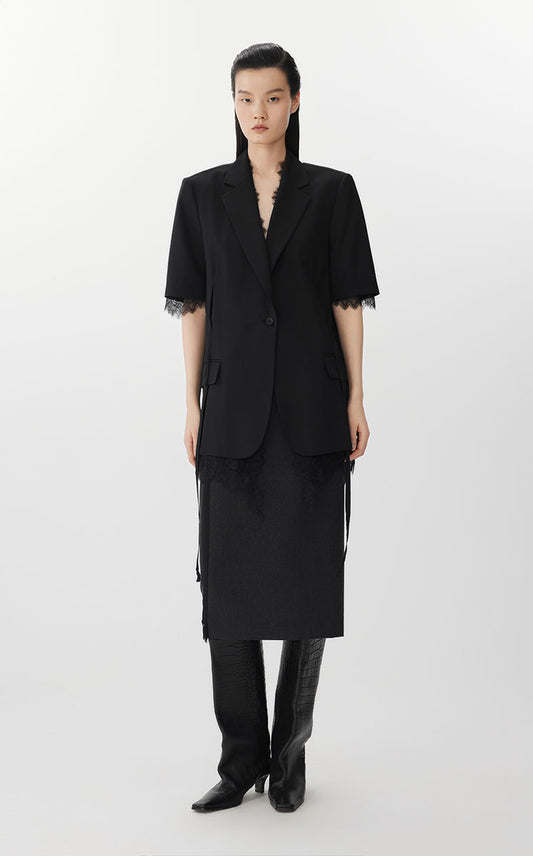 Blazer / JNBY Luxe Wool-Blend Lace Panel Blazer