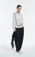Blouse / JNBY Silk Boat Neck Pearl Print Top