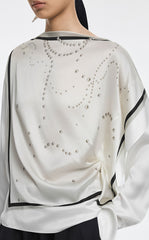 Blouse / JNBY Silk Boat Neck Pearl Print Top