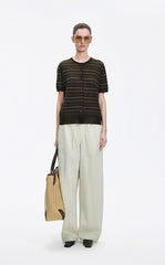Cardigan / JNBY Cotton Stripe Short Sleeve Knit