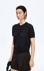 Cardigan / JNBY Open-Knit Cotton Cropped Cardigan