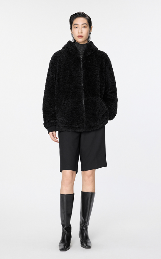 Coat / JNBY Eco-Faux Fur Hoodie Jacket