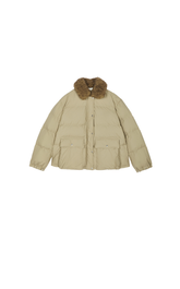 Down Coat / JNBY Shearling Collar A-Line Mid-Length Down Coat