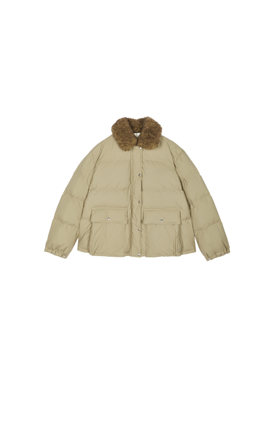 Down Coat / JNBY Shearling Collar A-Line Mid-Length Down Coat