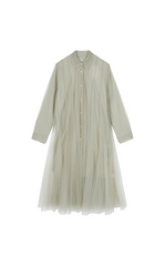 Dress / JNBY A-Line Mesh Long-Sleeve Dress-2-in-1 Design