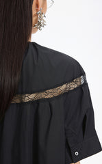 Dress / JNBY Lace Panel Twist V-Neck Dress