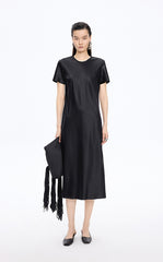 Dress / JNBY Silk Satin A-Line Short Sleeve Dress