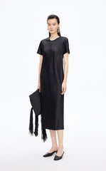 Dress / JNBY Silk Satin A-Line Short Sleeve Dress