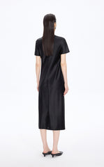 Dress / JNBY Silk Satin A-Line Short Sleeve Dress