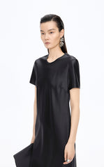 Dress / JNBY Silk Satin A-Line Short Sleeve Dress