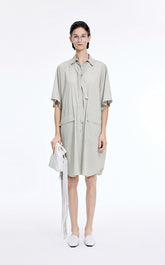 Dress / JNBY Textured Stripe Drawstring Shirt Dress