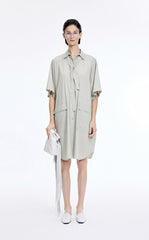 Dress / JNBY Textured Stripe Drawstring Shirt Dress