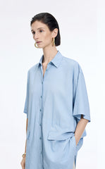 Dress / JNBY Textured Stripe Drawstring Shirt Dress