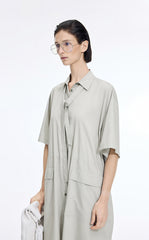 Dress / JNBY Textured Stripe Drawstring Shirt Dress