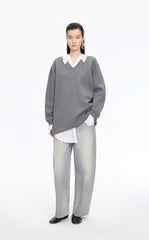 Dress / JNBY V-neck Long-Sleeve Cotton-Blend Dress