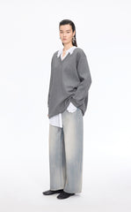 Dress / JNBY V-neck Long-Sleeve Cotton-Blend Dress