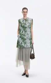 Dress / JNBY Cotton Silk Sleeveless Printed Dress Grey Green Assortment