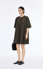 Dress / JNBY Floral Embroidered Cotton A-line Short Sleeve Dress