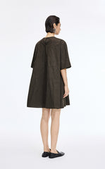 Dress / JNBY Floral Embroidered Cotton A-line Short Sleeve Dress