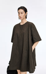 Dress / JNBY Floral Embroidered Cotton A-line Short Sleeve Dress