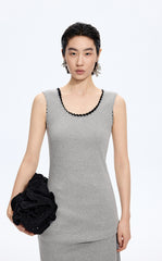 Dress / JNBY Floral Trim Cotton Knit Dress
