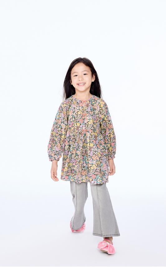 Dress / jnby by JNBY Floral Cotton A-Line Bow Dress