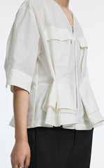Jacket / JNBY Cotton Poplin Folded Waist Zip-Up Jacket