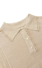 Knit Top / JNBY Linen Silk Polo Short Sleeve Sweater