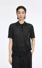 Knit Top / JNBY Linen Silk Polo Short Sleeve Sweater