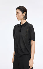 Knit Top / JNBY Linen Silk Polo Short Sleeve Sweater